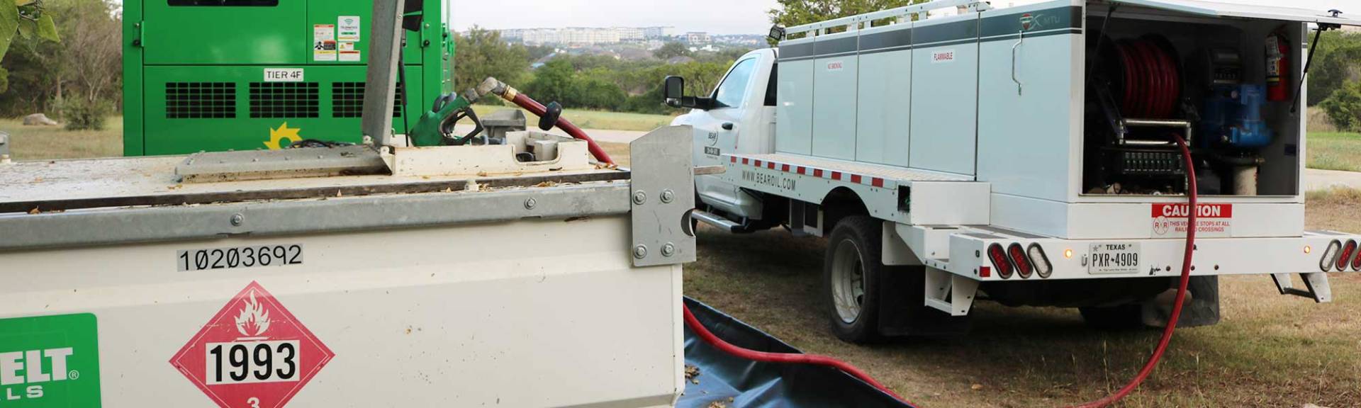 Bear Oil delivering fuel to a generator